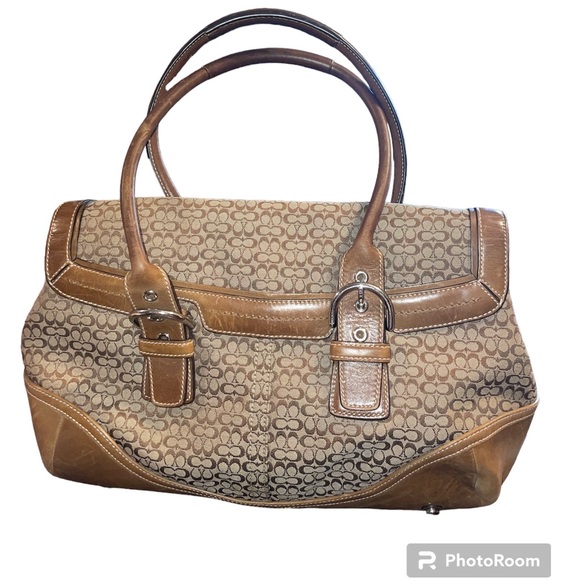 🎉HP🎉Coach Classic Soho Satchel Canvas & Leather Handbag/Purse #7080 - Picture 2 of 9